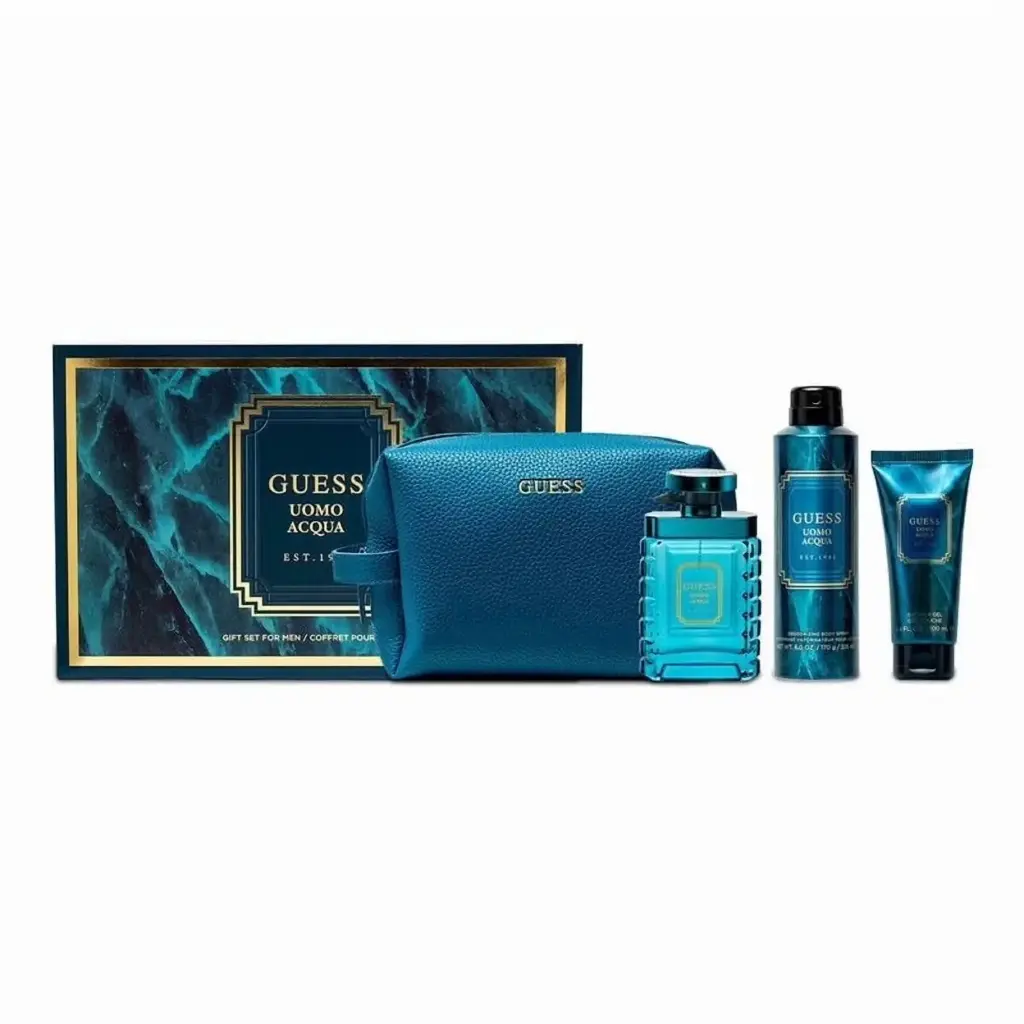 Guess Uomo Acqua 3.4 oz EDT 4 Piece Gift